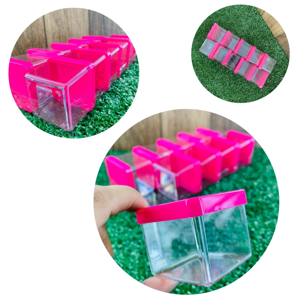 Caixa Acrílica 5x5cm - Tampa Pink