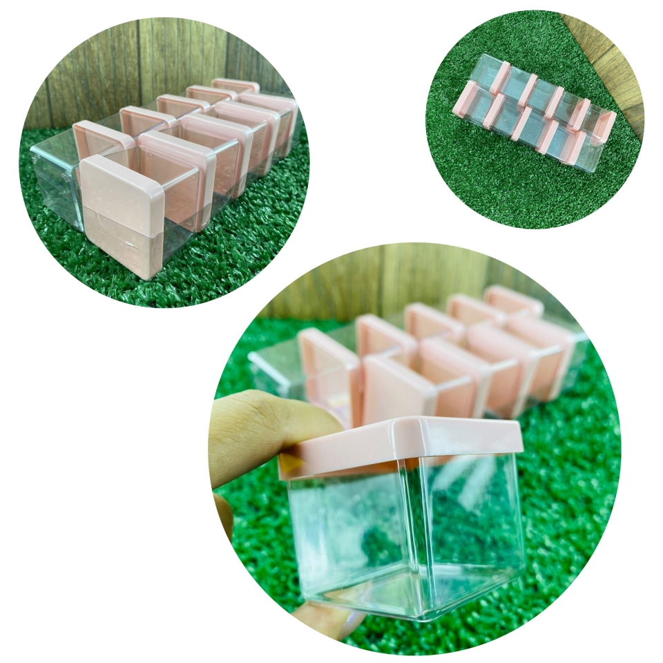 Caixa Acrílica 5x5cm - Tampa Rosa Bebe