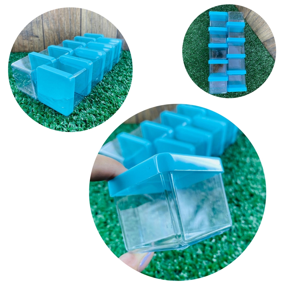 Caixa Acrílica 5x5cm -Tampa Azul Tiffany