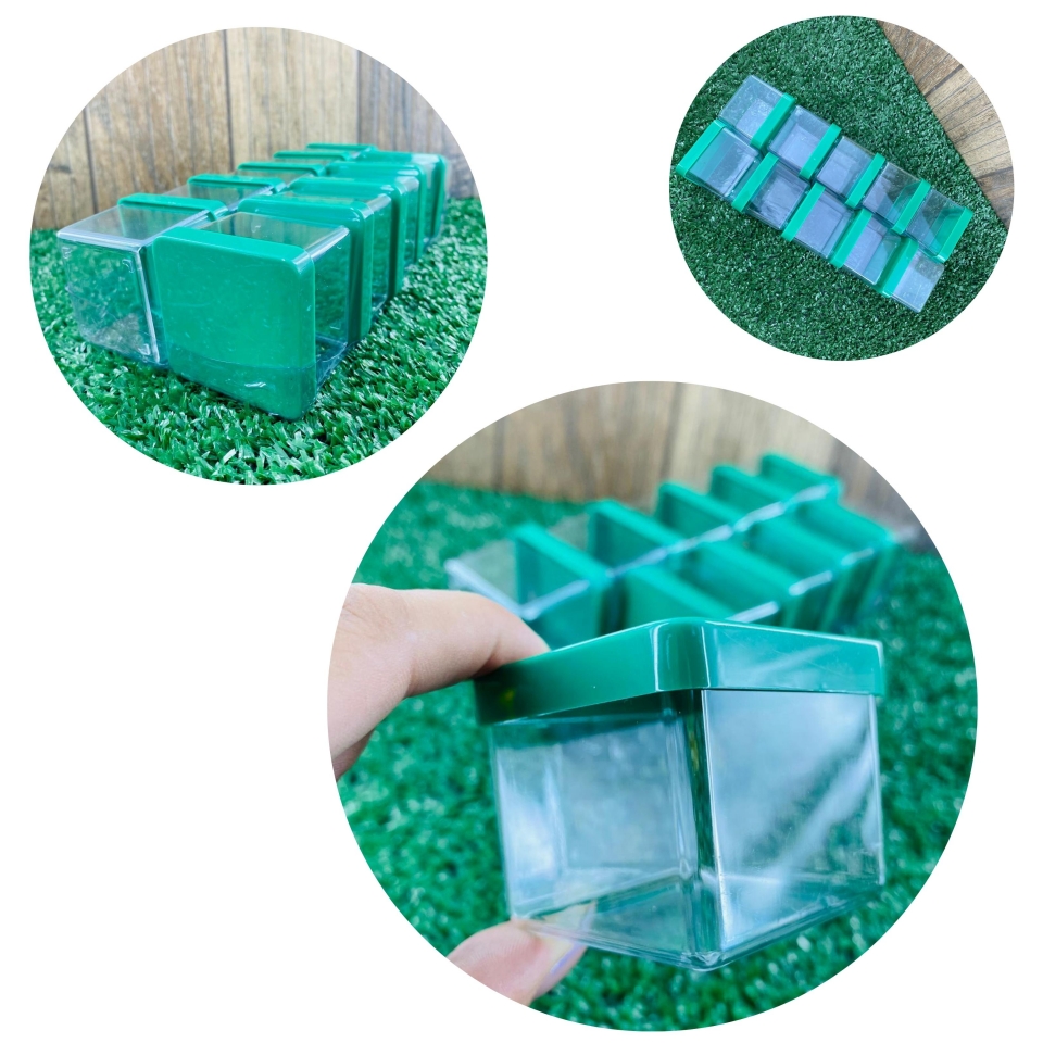 Caixa Acrílica 5x5cm - Tampa Verde