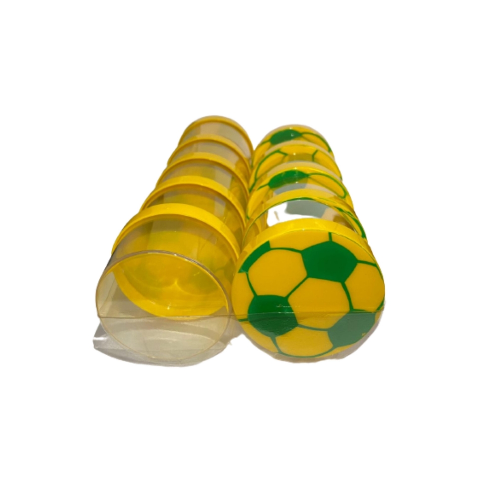 Pote Redondo em Acrílico 5x4cm - Futebol Amarelo/verde 
