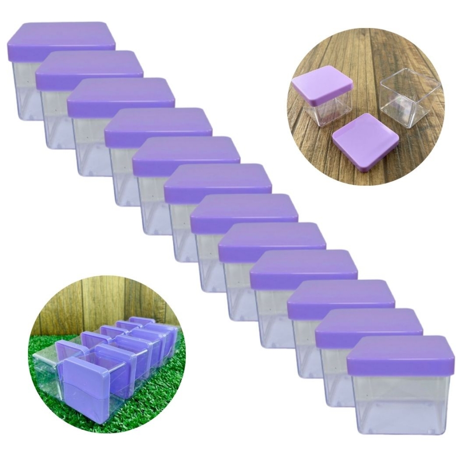 Caixa Acrílica 5x5cm - Tampa Lilás Candy