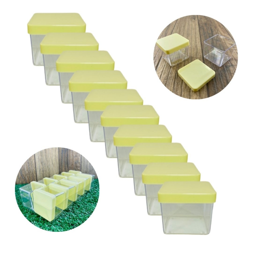 Caixa Acrílica 5x5cm - Tampa Amarelo Candy