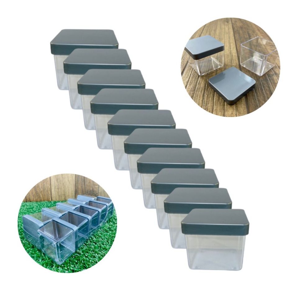 Caixa Acrílica 6x6cm - Tampa Prata