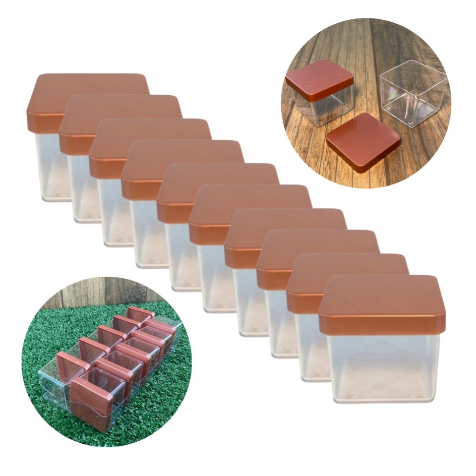 Caixa Acrílica 6x6cm - Tampa Ouro rosé