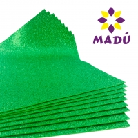 Folha de EVA com Glitter Verde Bandeira - 50x40 cm