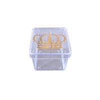 Caixinha de Princesa ou Prncipe - 5x5 cm -  Tampa Cristal C/ Estampa Dourada