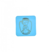 Caixinha Acrlica 4x4 cm - Tampa Azul C/ Estampa Anjinho Dourado